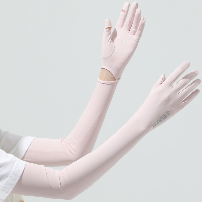 Knit Glove Touch Screen - 아이스 슬리브 여성 승마 자외선 차단