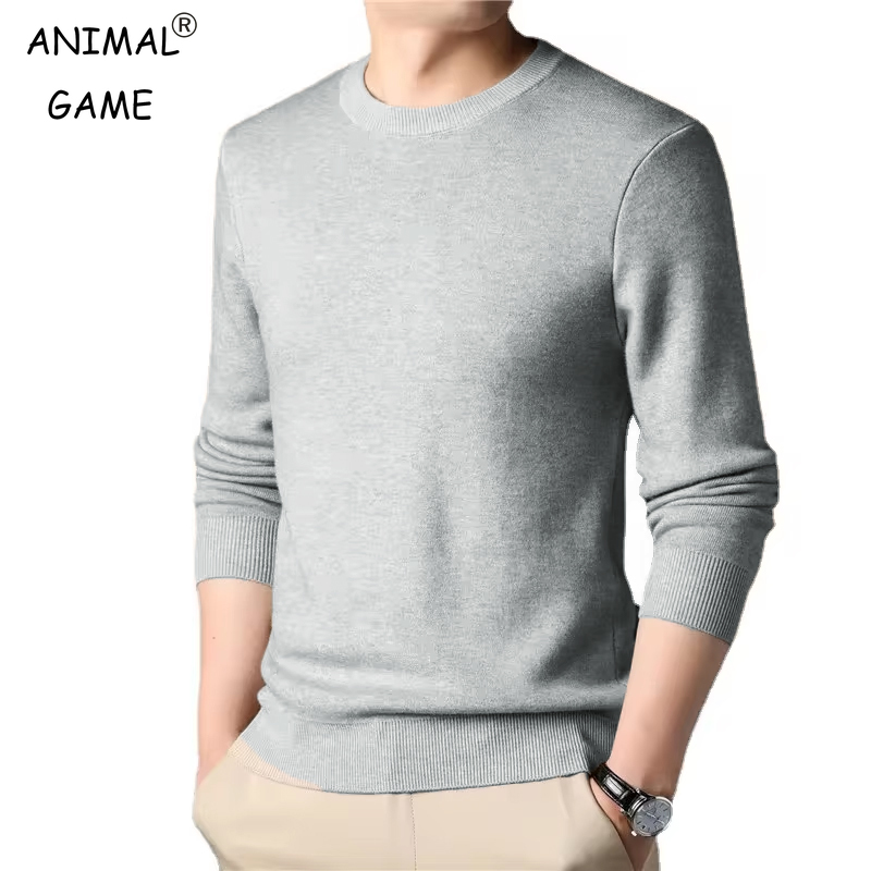 Winter Clothing Uae - 남성용 단색 니트 풀오버 스웨터, 크루넥,