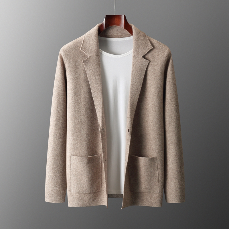 100% 메리노 울 남성 정장 칼라 니트 카디건 가을  - Winter Clothing Uae 리뷰 및 가격