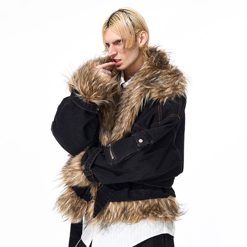 루젠 패션 개성있는 인조 모피 스플라이싱 디자인 두꺼운 - Winter Clothing Uae 리뷰 및 가격