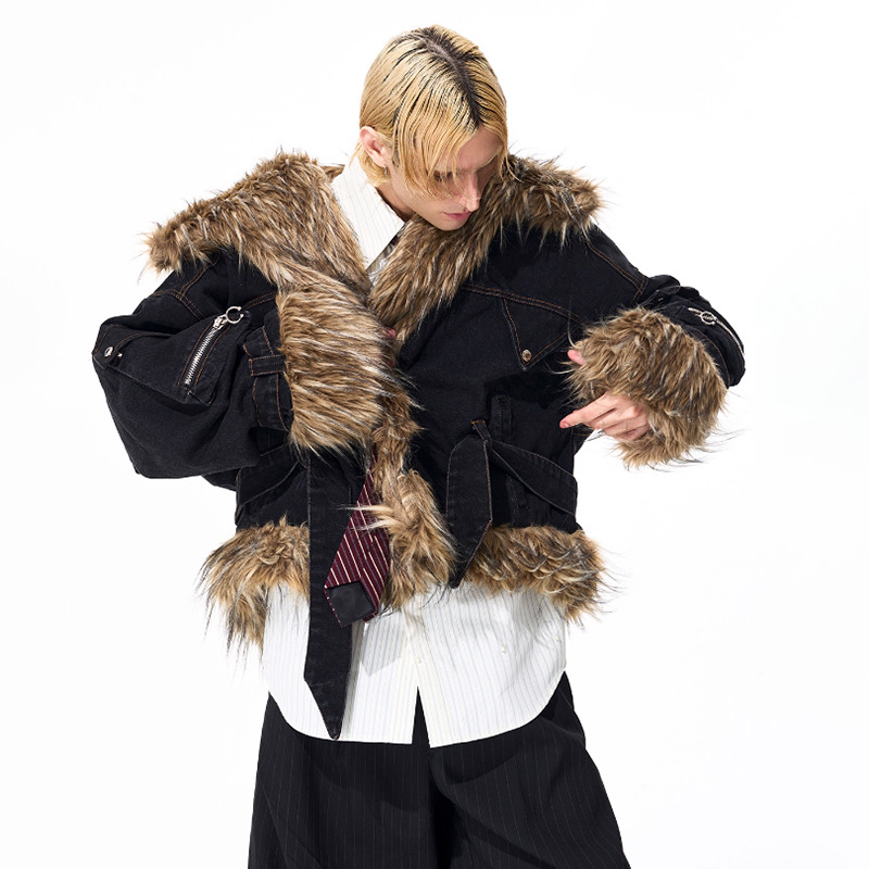 루젠 패션 개성있는 인조 모피 스플라이싱 디자인 두꺼운 - Winter Clothing Uae 리뷰 및 가격